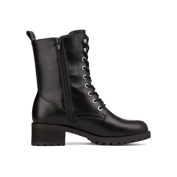 Dream Pairs NWOB Lace Up Lug Sole Mid Calf Black Winter Military Combat Boots - Picture 4 of 5
